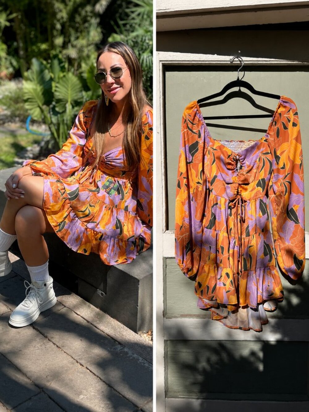 Resa Lyla Mini Dress Size Large Houston Yellow Floral Boho Cottagecore Cutout
